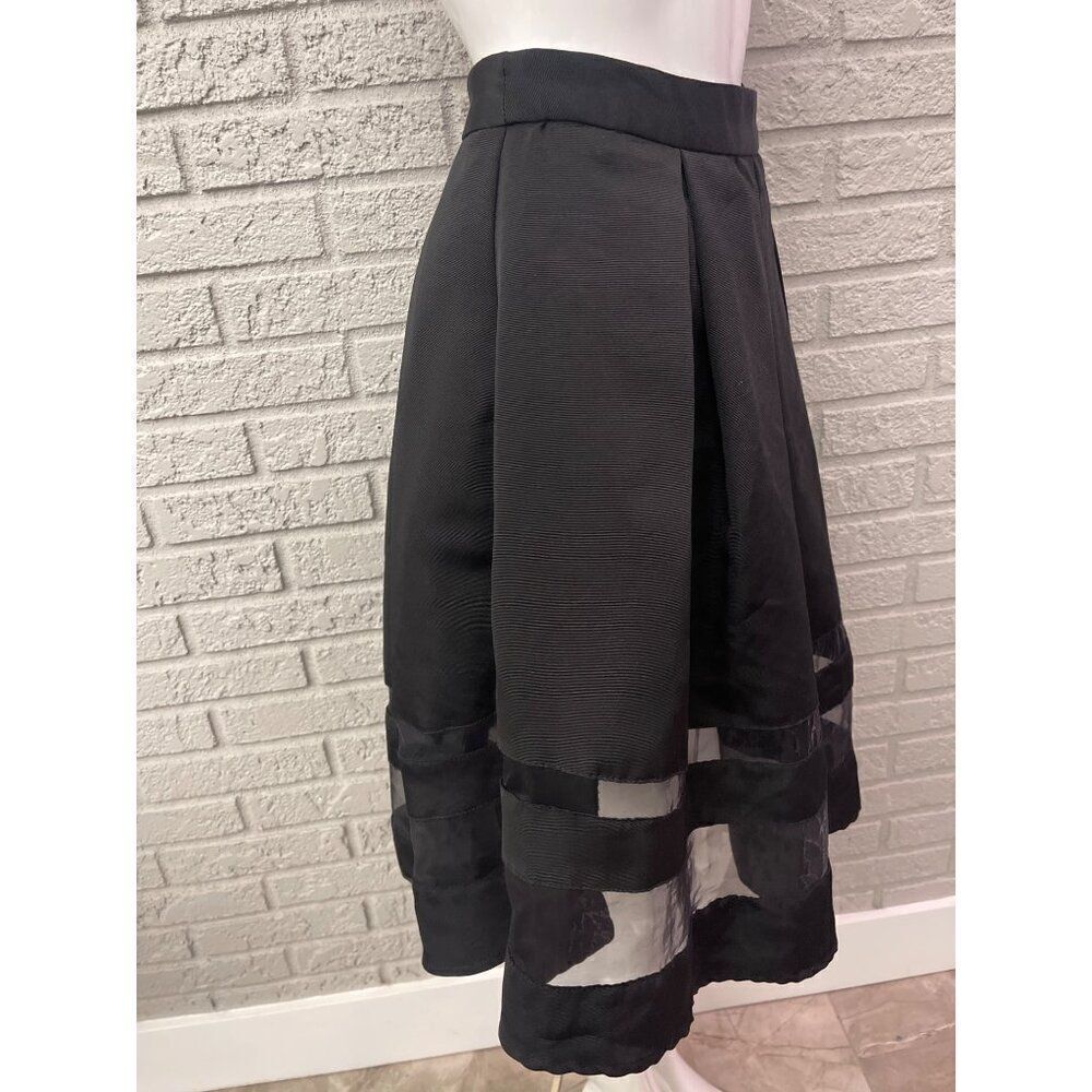 Express Women Black Pleated Illusion Knee Length Skirt Size 2 - Picture 5 of 10
